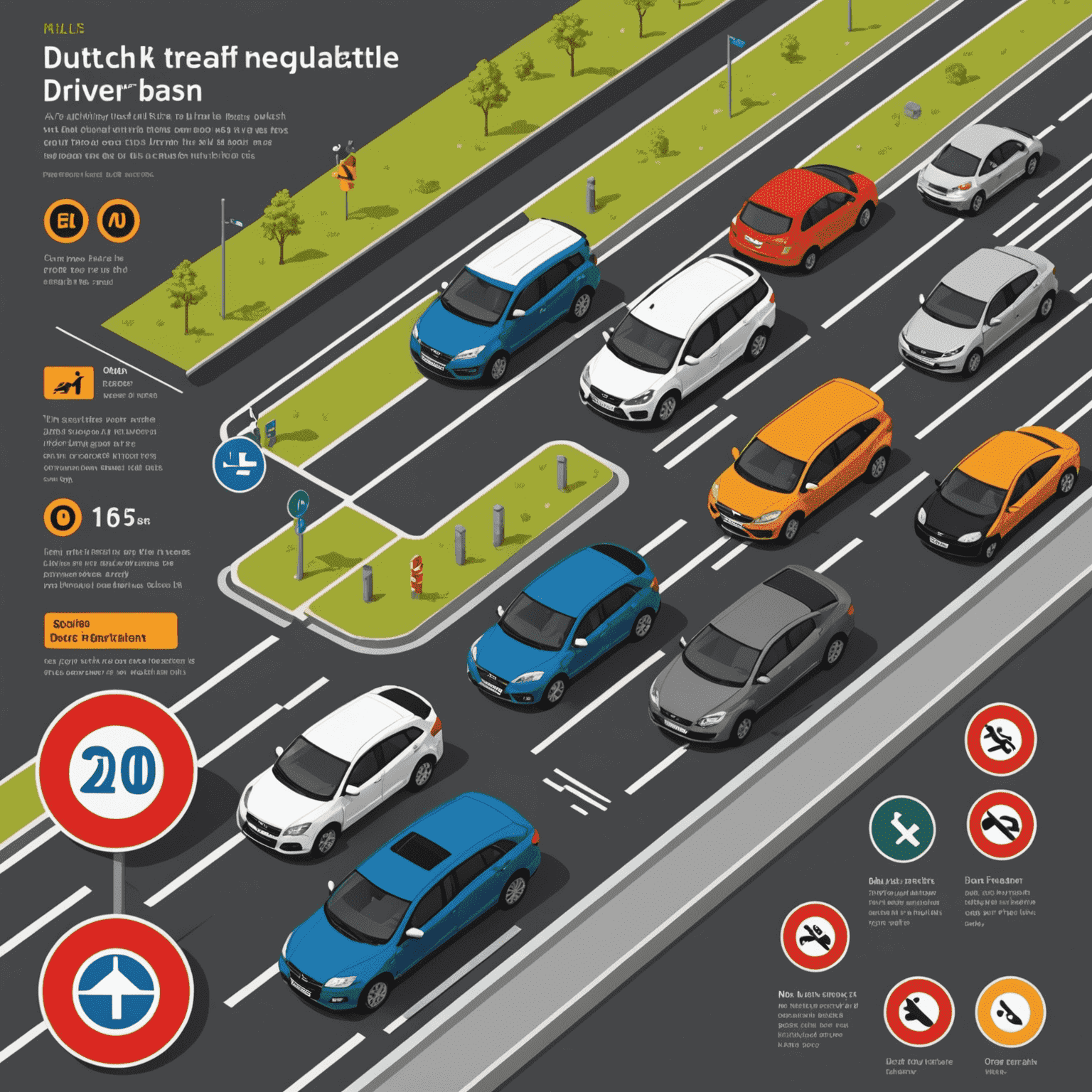 Een infographic die de belangrijkste Nederlandse autoregels en -voorschriften weergeeft